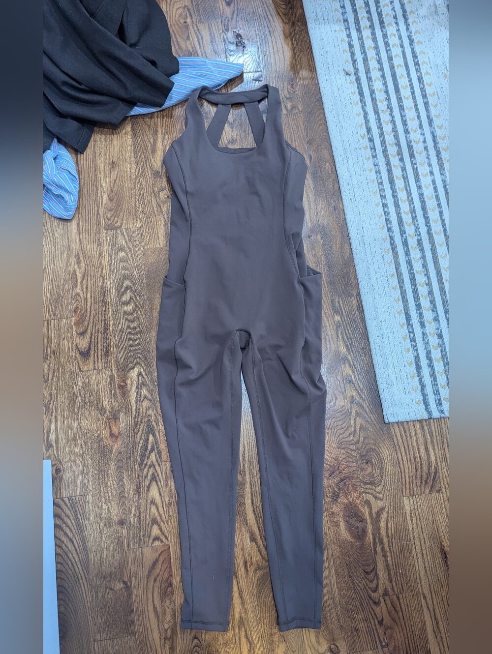 chocolate brown bodysuit with pockets